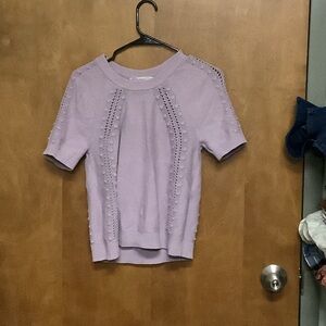 LOFT Lavender Short Sleeve Knit Top